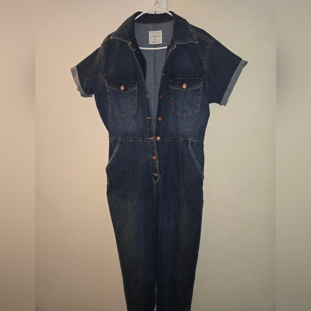 Celebrity Pink Dark Blue Denim Jumpsuit XL